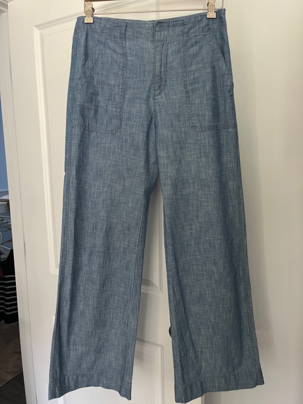 GAP Wide-Leg Chambray Pants in Light Blue